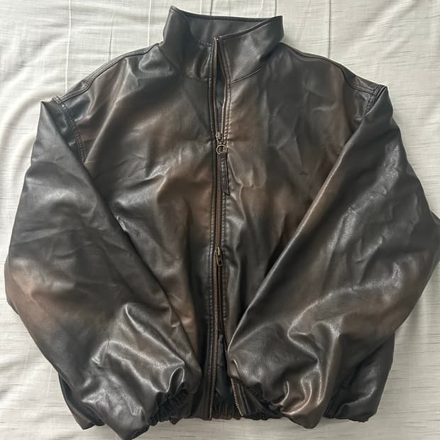 자라 워싱 페이크 레더 자켓