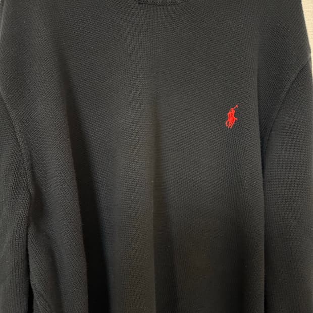 폴로 코튼 니트 블랙 XXL