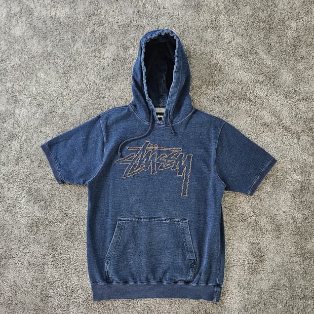 [무료배송] Stussy 데님 반팔 후드티