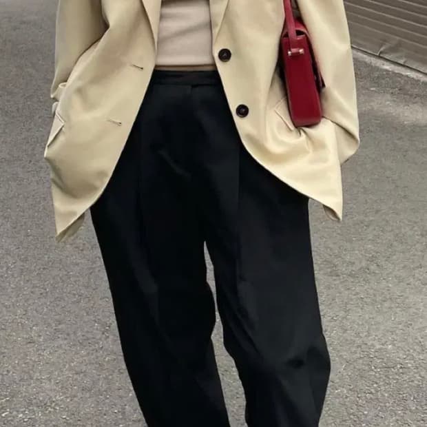 ETHOS 에토스 핀턱 트라우저 블랙 스몰