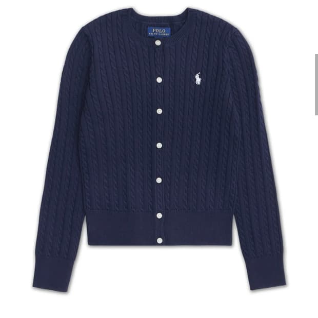 폴로 네이비 미니 케이블 가디건 
