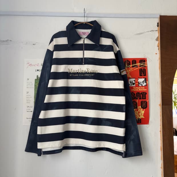 MARTINE ROSE STRIPE WASHED QUARTER ZIP