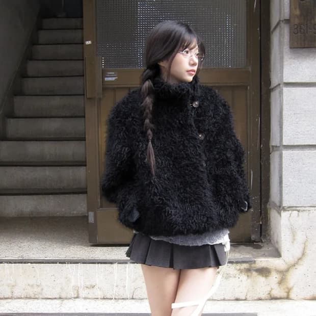 빈티지 하이넥 퍼자켓