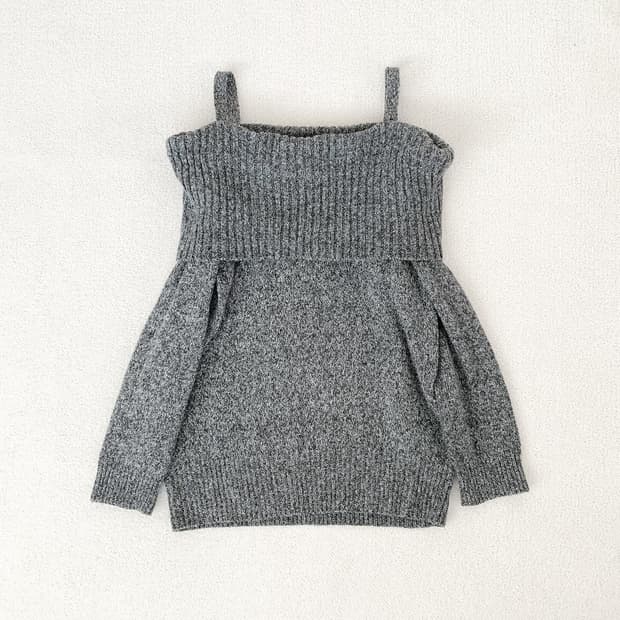 보카시 니트 오프숄더 원피스