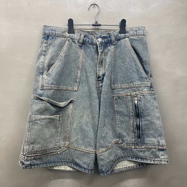 청바지 카고 반바지 워싱 연청 허리 36 기장60