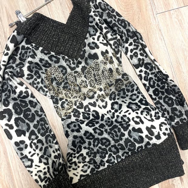 레오파드 갸루 오프숄더 원피스