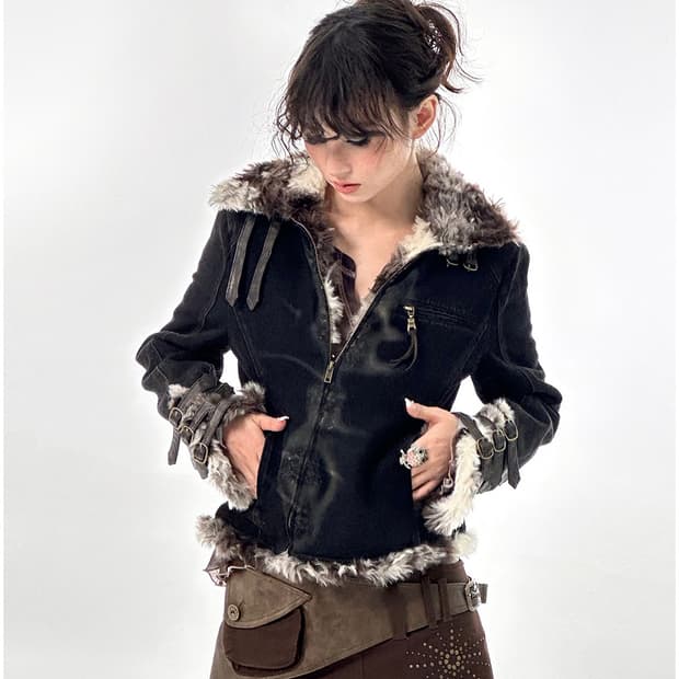 Flowers Birds Market 무스탕 자켓