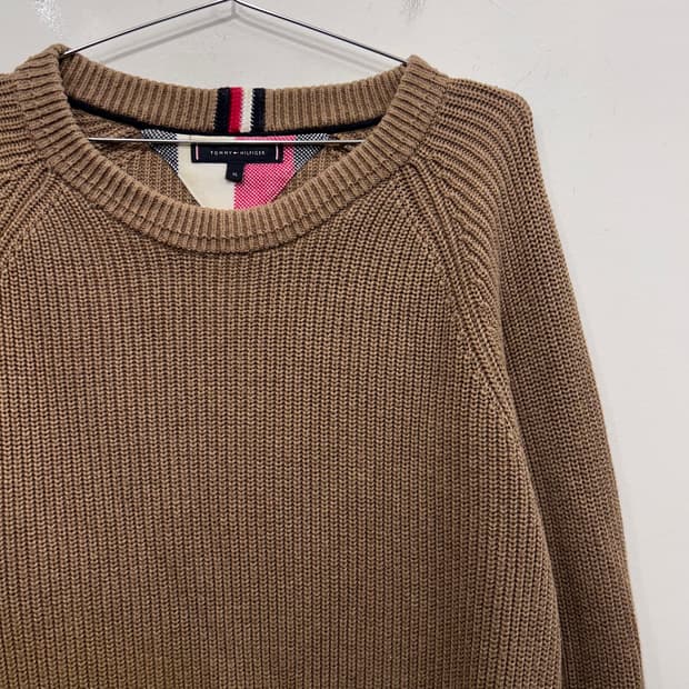 타미힐피거 래글런 헤비코튼 오버핏 니트