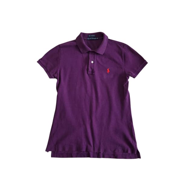 Ralph Lauren 랄프로렌 여성 슬림 카라 퍼플 반팔 티셔츠 
