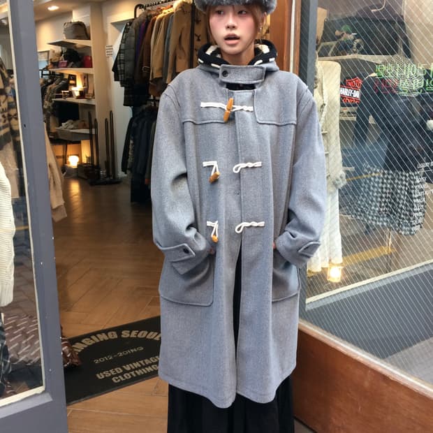 🩶 그레이 롱 후드 코트 코디 🩶 