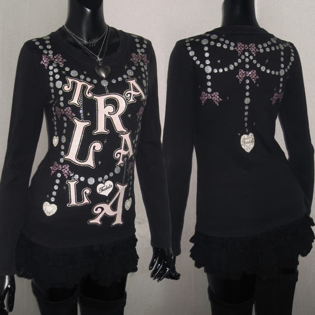 트랄라라 TRALALA 글리터 프린팅 롱슬리브 탑 히메갸루