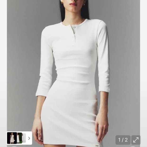 글로니 3/4 버튼 플라이 원피스 화이트