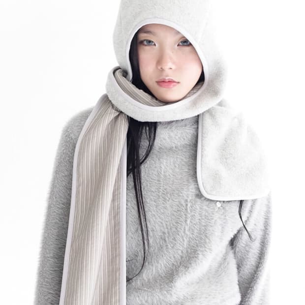 샵페어리 고양이 머플러 멜란지그레이