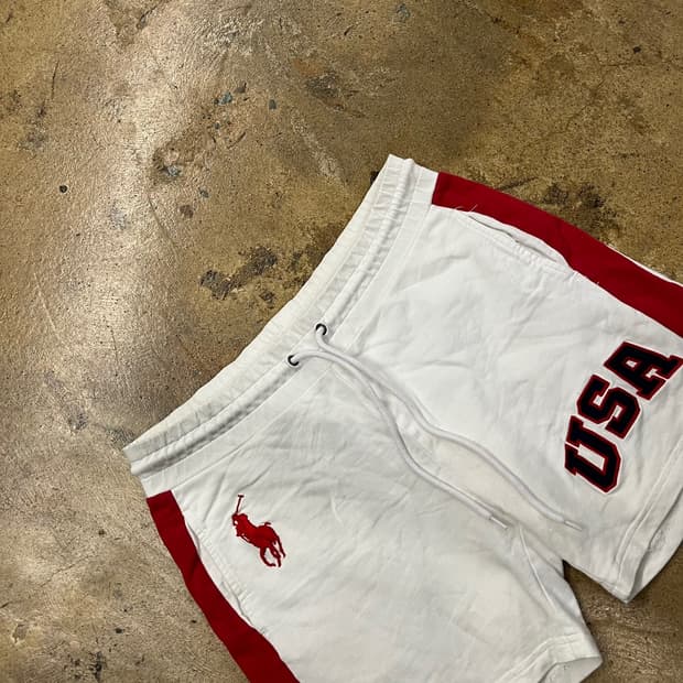[정품/M] 폴로 랄프로렌 USA 반바지 화이트 레드 