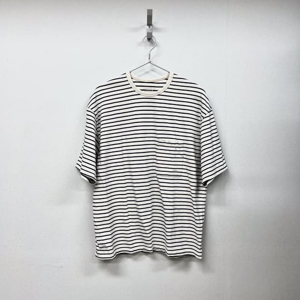 (KR/3) 러프사이드 스트라이프 반팔 네이비