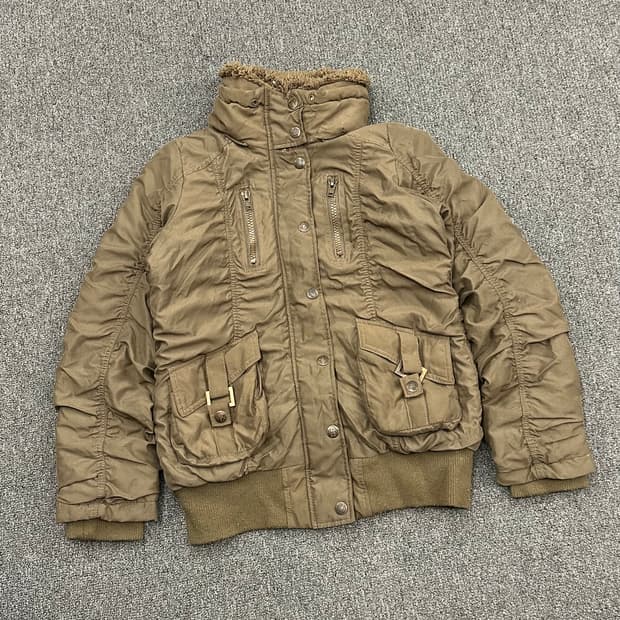 M)Japanese vintage 여성 셔링 디테일 패딩 야상 자켓