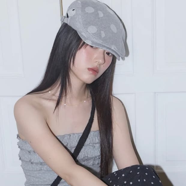 팬시클럽 엔젤 도트 헌팅캡