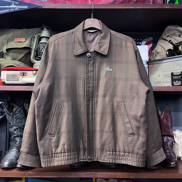 90s 라코스테 체크 패턴 블루종 자켓 스윙탑 바라쿠타