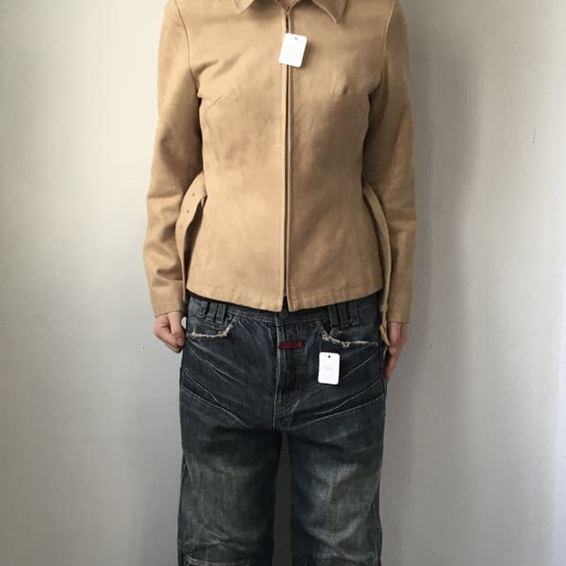 Belted suede shirt jackt