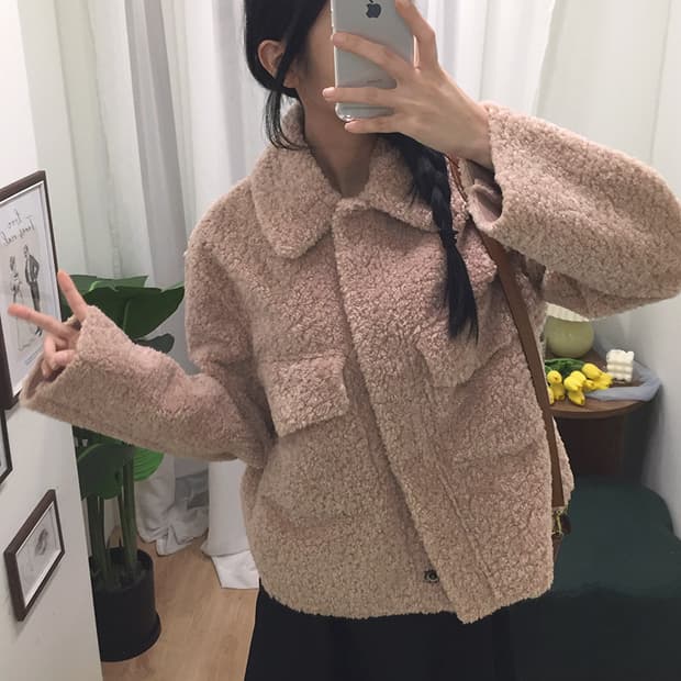 여성 자라 포켓 뽀글이자켓 100