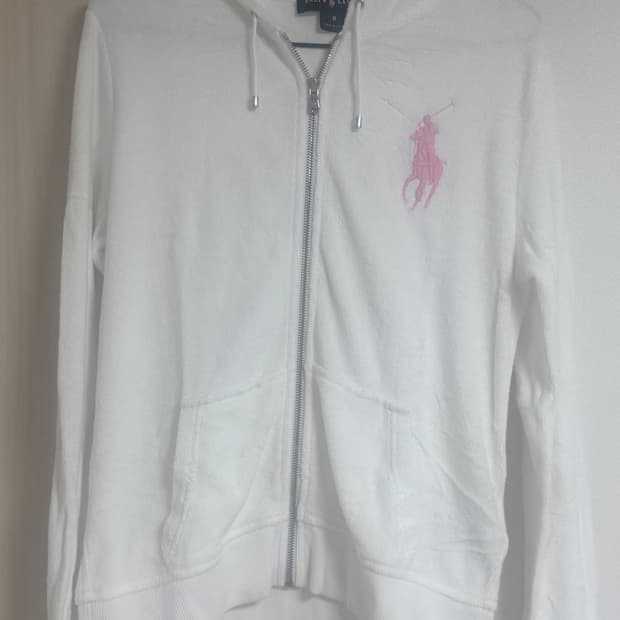 레전드매물 폴로 빅포니 화이트 핑크 후드집업