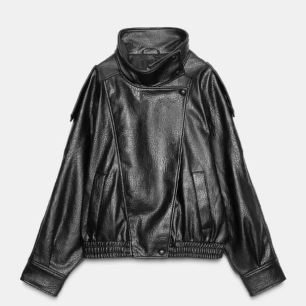 자라 zara 생로랑맛레더자켓 페이크레더점퍼 xs