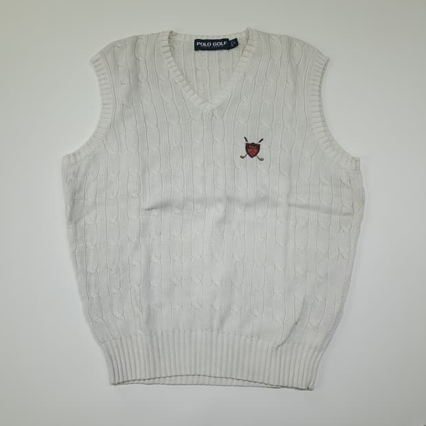 CL360 M 폴로 90s 홍콩판 화이트 케이블 니트 베스트