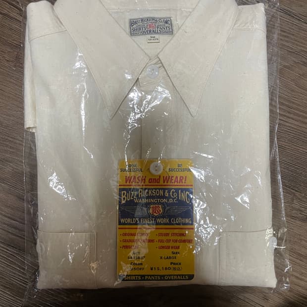 [XL/화이트]버즈릭슨 샴브레이 셔츠 반팔 새상품