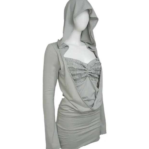 elfelfelfarchives DRAPED HOODIE DRESS