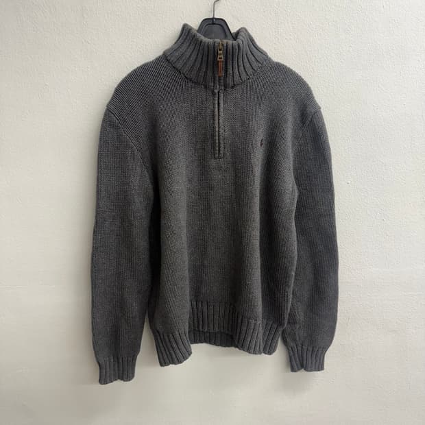폴로 랄프로렌 헤비 그레이 하프집업 니트 M