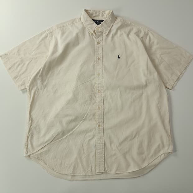 CJ492 XL 폴로 빅사이즈 90s 미국판 네추럴화이트 반팔 셔츠 남