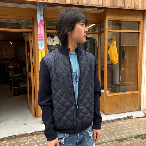 휴고보스 퀼티드 니트 자켓