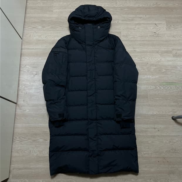 펜필드 덕다운 포켓 후드 벤치 롱패딩 점퍼 [블랙] L/100