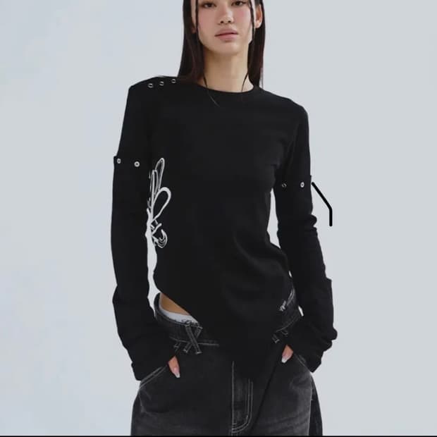 (반팔/긴팔)엔와이엑스엑스 nyxx 투웨이 버튼 암 롱슬리브 블랙