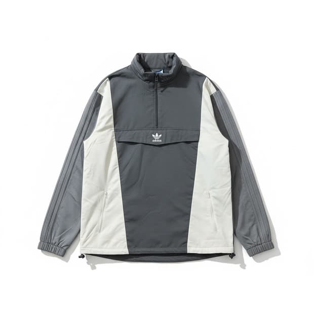 아디다스 하프집업 아노락 그레이/화이트