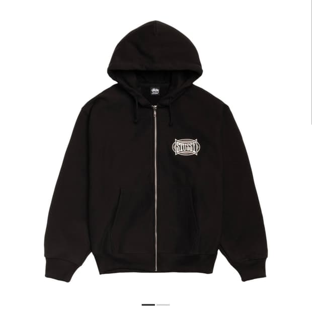 스투시 챔피온 오벌 집후디 블랙 라지