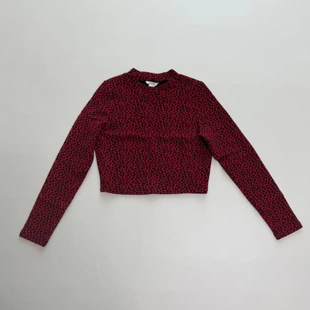 monki 패턴 크롭 기모티