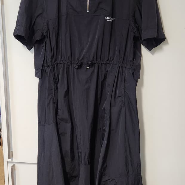 SYSTEM 블랙 나일론 반팔 롱원피스 가슴둘레 82