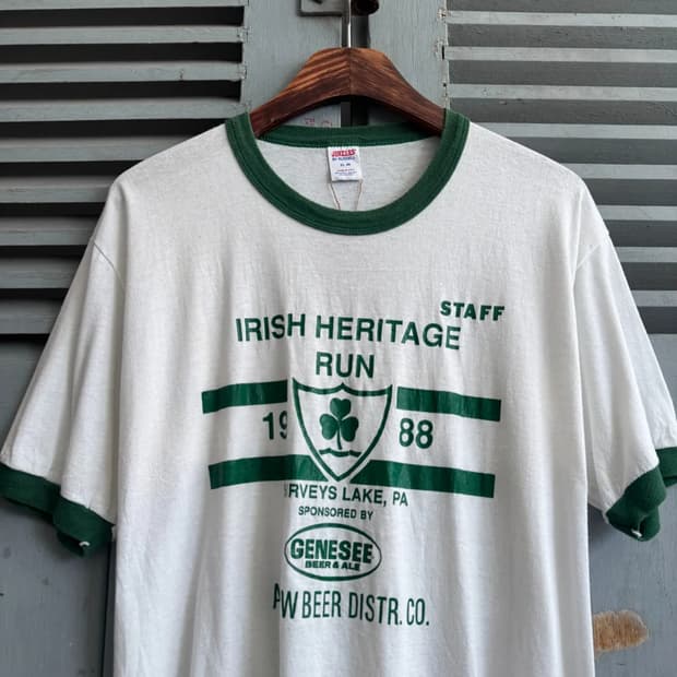 [XL]80's Jerzees USA 아이리쉬 헤리티지 런 링거 티셔츠