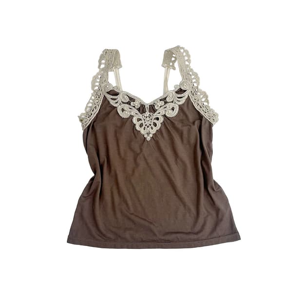 Humoresque mocha lace crochet sleeveless