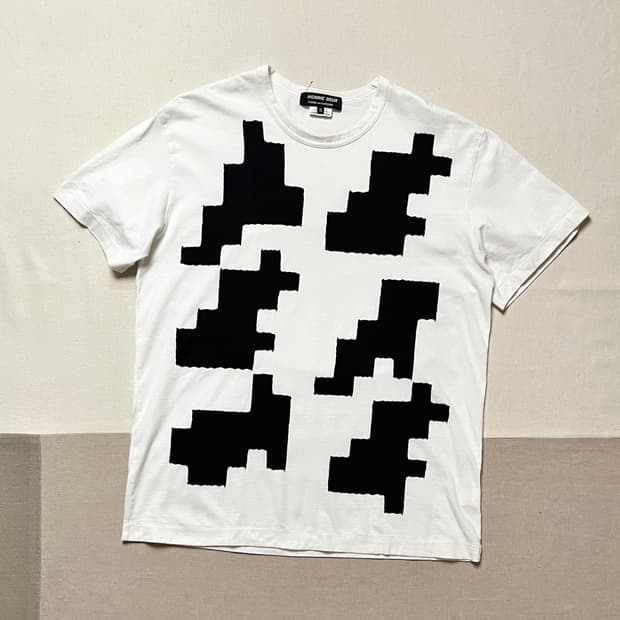 꼼데가르송 옴므 듀스 블럭 패치 티셔츠 comme des garcons