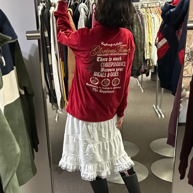 M)Japanese vintage 레드 벨벳 집업