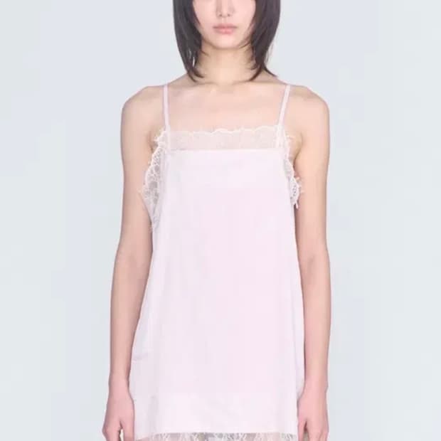  세릭 lace slip dress pink