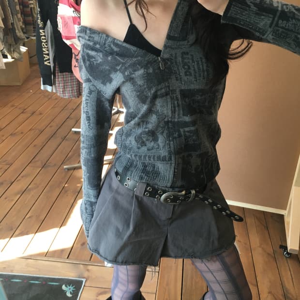 히스테릭글래머 패턴 니트 후드집업