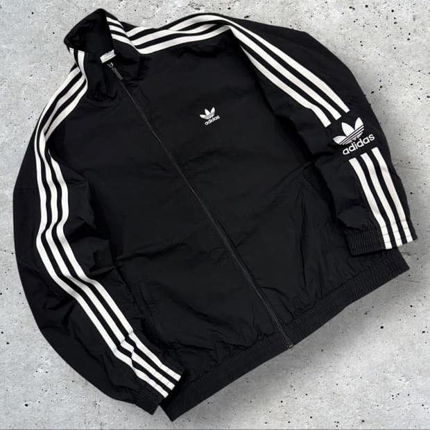 [M] 아디다스 락업 삼선 블랙 바람막이 자켓 C161