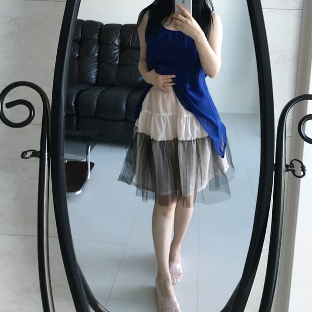 two-tone tulle tiered skirt
