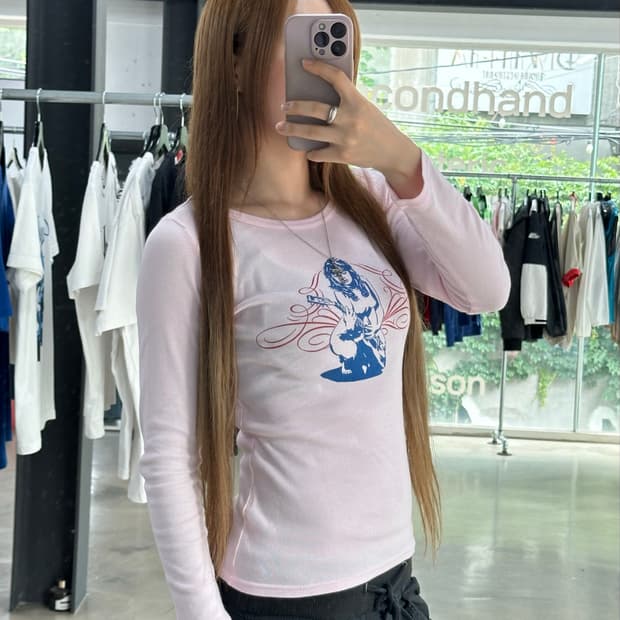 히스테릭글래머 히스걸 핑크 롱슬리브