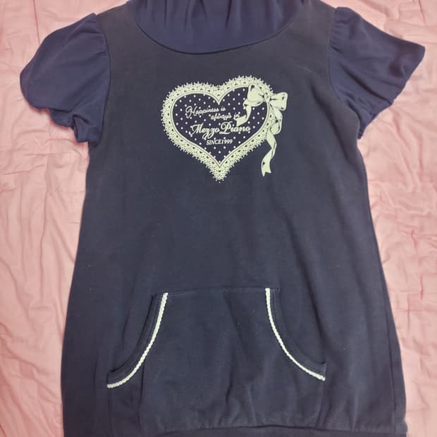 급처상태좋음!메조피아노 리본하트레이스도트공주면티셔츠 리즈리사st레니본st