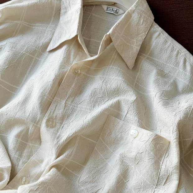 Cotton poly wrinkled check shirt