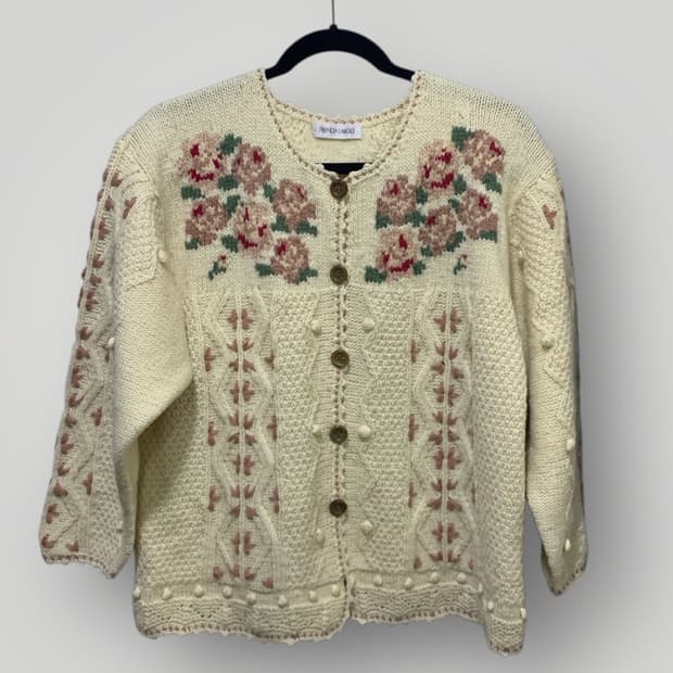 모리걸 빈티지 하구미 꽃자수 가디건 모100